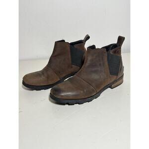 Sorel Women's EUC Brown Leather Emelie Chelsea Slip On Boot Bootie Size 8